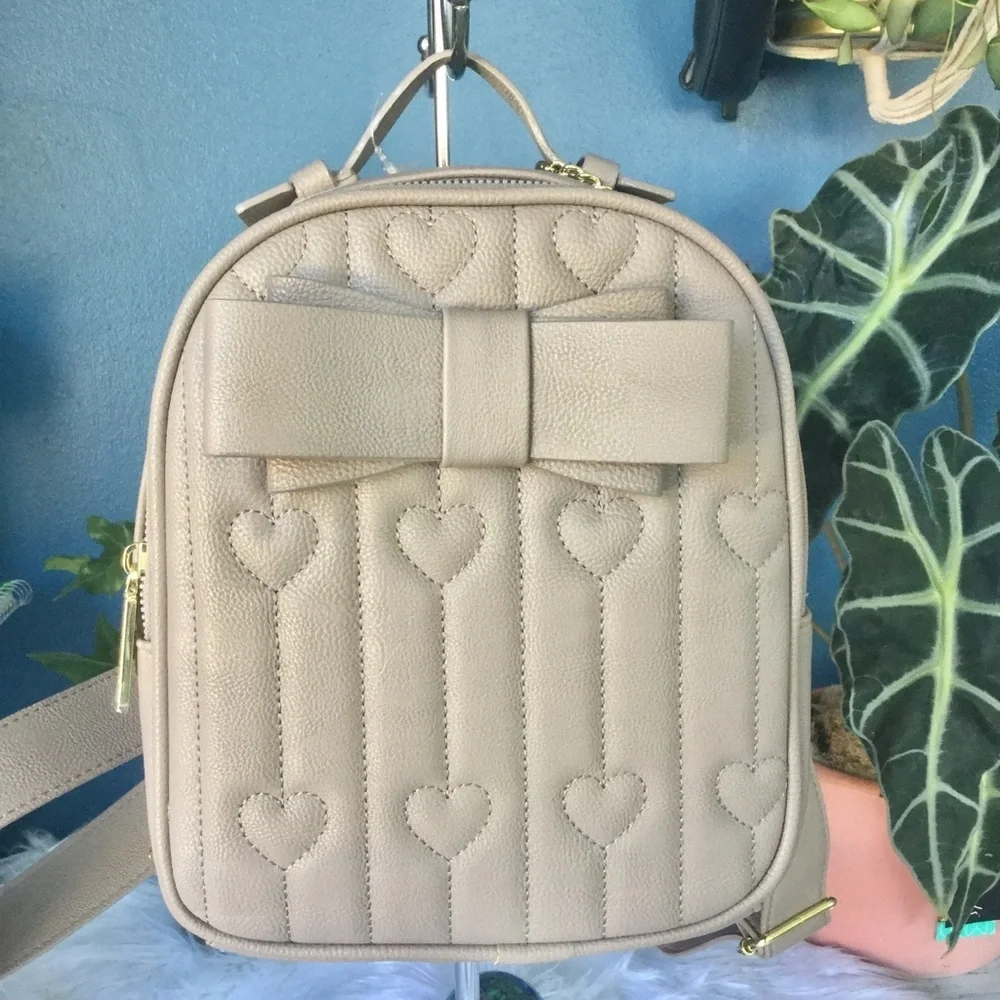 Betsy Johnson Heart & Bow Toupee Mini Backpack NOWT